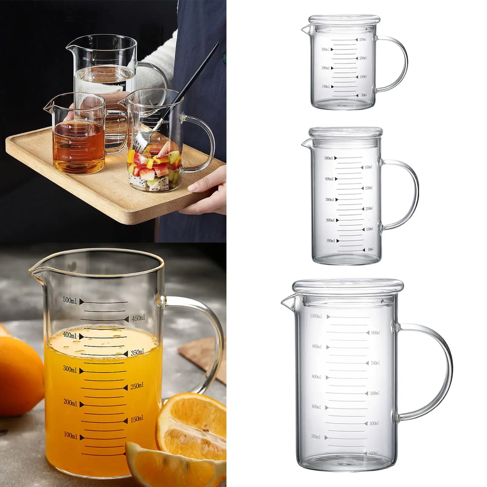 Large Capacity Measuring Cup  Drink  Sealed Transparent Cold Water Bottle Juice Cups Tea  for Beverage Juice Gifts