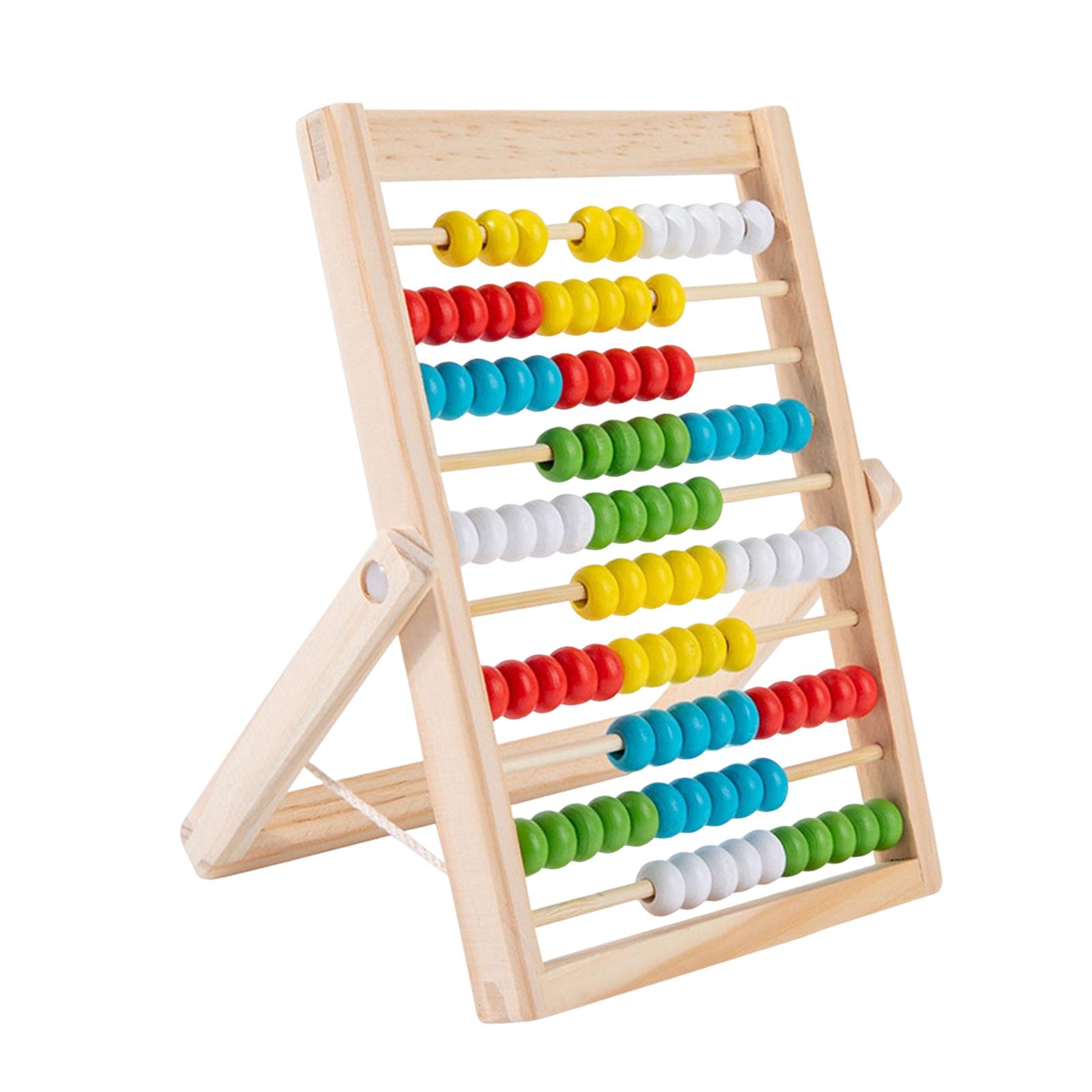 Wooden Abacus Educational Counting Frames Toy Montessori Gifts 100 Beads Math Tool 10 Rows Abacus for Preschool Toddlers