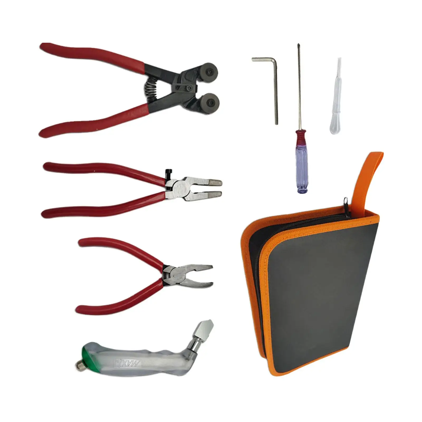 Glass Cutting Tool Set Glass Running Pliers Breaking Pliers Oil Dropper Storage Bag for Mosaic Tiles Mirrors Stained Glass