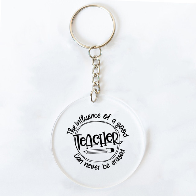 Teacher Love Inspire Printed Key Chains Teacher's Day Gift Keychain Circle  Acrylic Keyring Graduation Thanks Gifts for Teacher