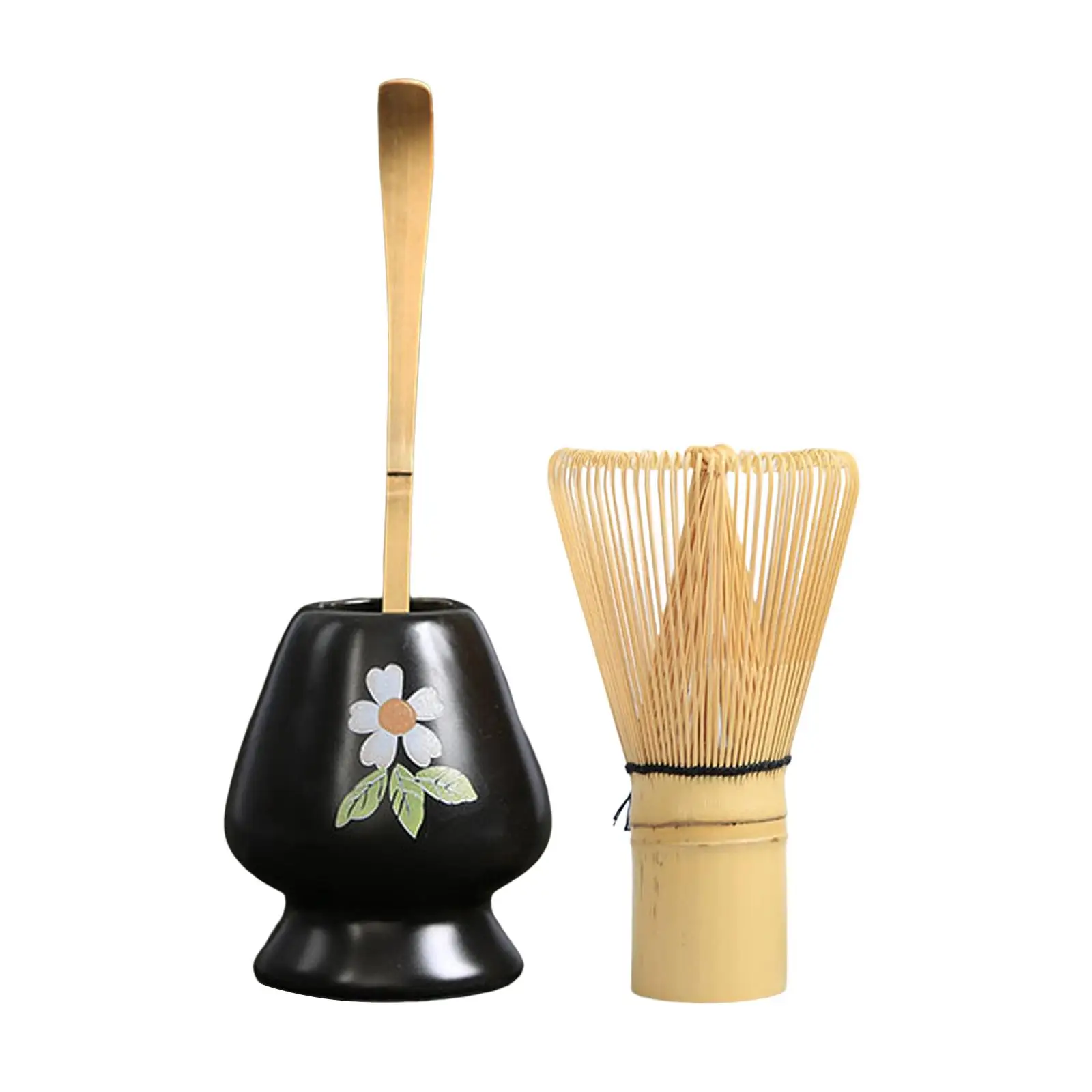 3x Matcha Ceremony Set with Tea Spoon Handmade Bamboo Whisk Matcha Whisk and Bowl for Japanese Matcha Preparation Best Gift