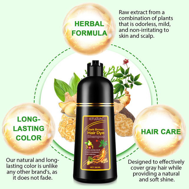 ビッグ割引 Shampoo Extract Ginseng Dye Hair Natural Organic 1 in 3 カラーリング・白髪染め