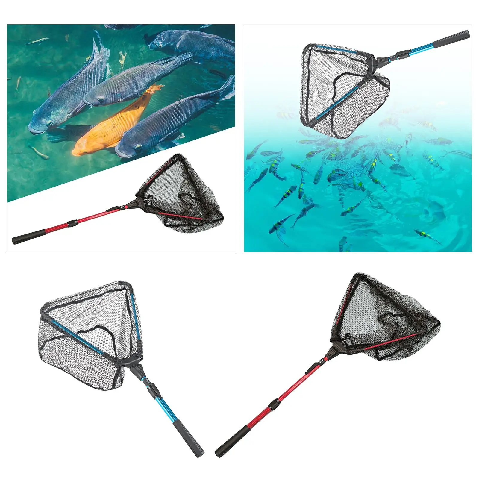 Fishing Mesh Net Telescopic Pole Durable Non Slip Grip Aluminium Alloy Rod Landing Net Fishing for Trout Saltwater Sea Fishing