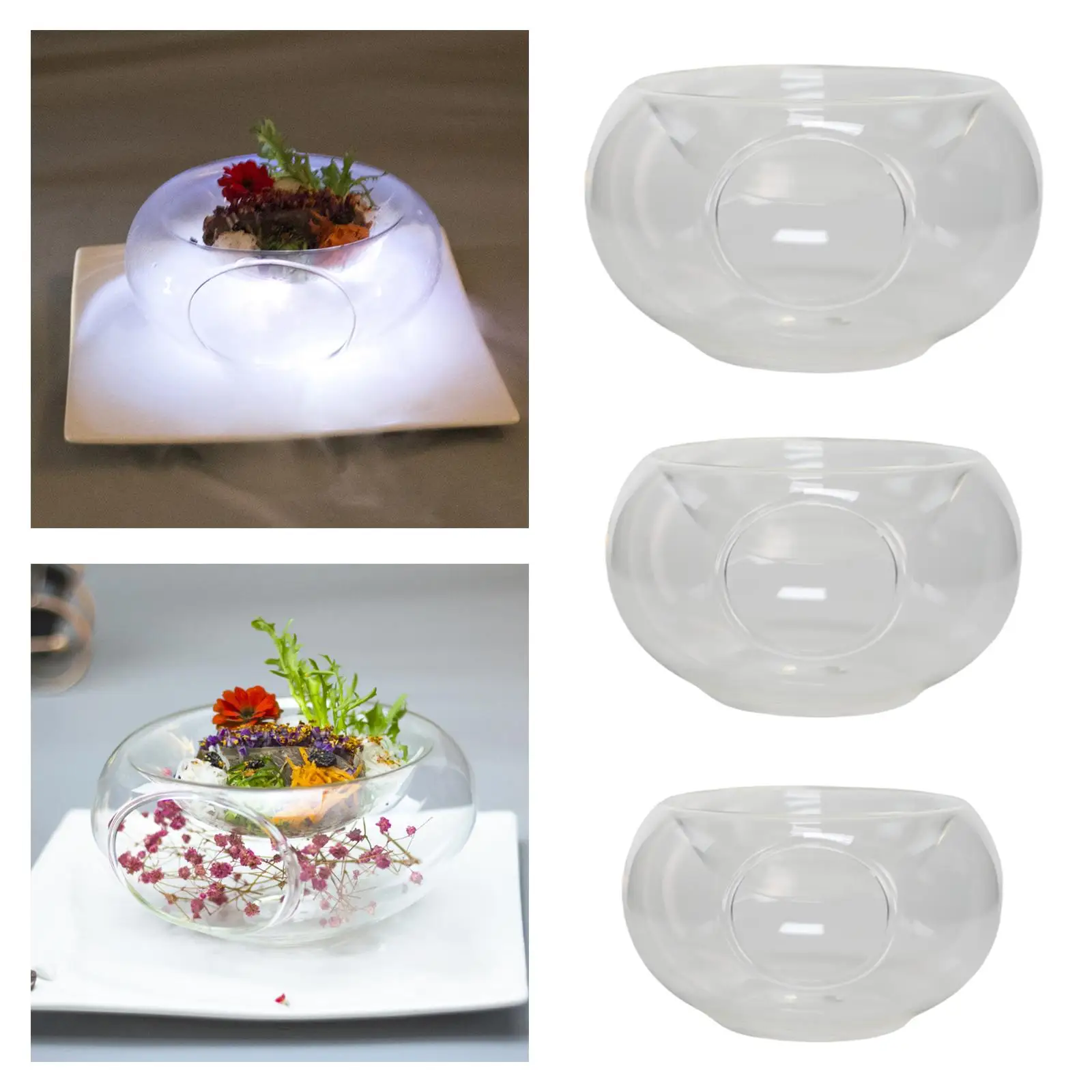 Dry  Cooking Hollowware Bowl High Borosilicate Glass Bowl Set for Dessert,,Snack Dishes Party Housewarming Kitchen Breakfast