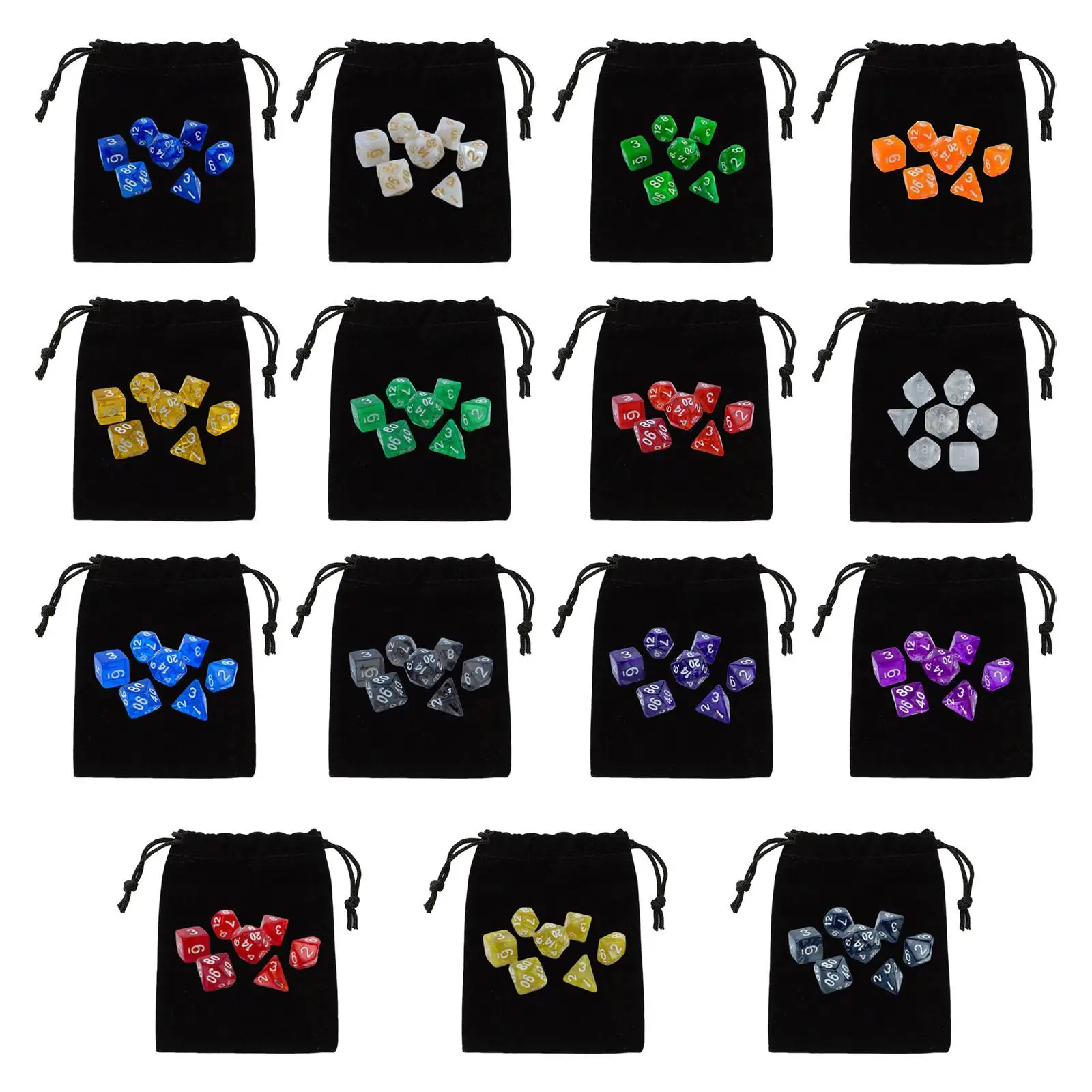 Portable Polyhedral Dices Set with Bags Role Playing Game Dices Multiple Dices
