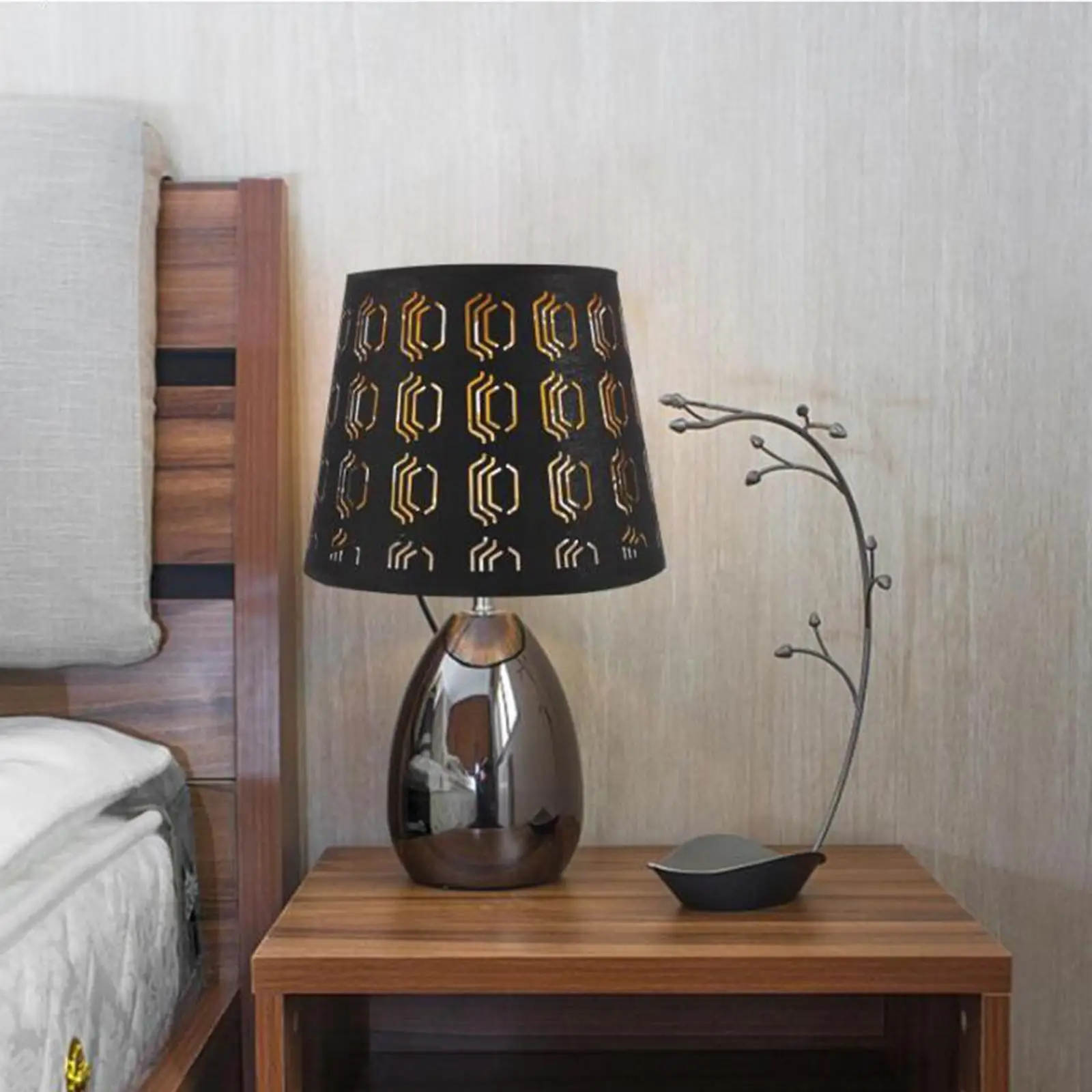 Fabric Hollow Table Lamp Shade Cloth Lampshade Light Fixture Shade for Hotel Bedroom Kitchen Restaurant Decoration