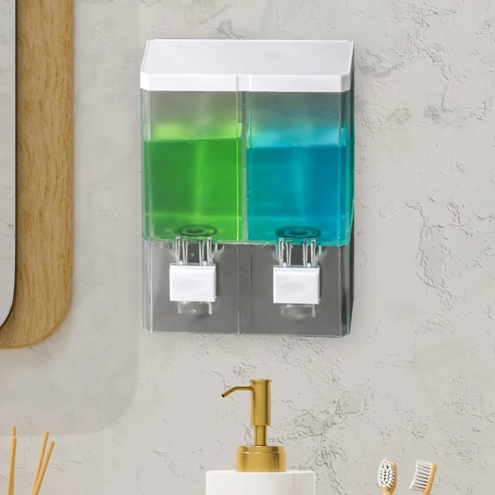 Liquid Soap Dispenser Double Head Wall Mount Quantitative Refill Gel Liquid Conditioner for Accessories