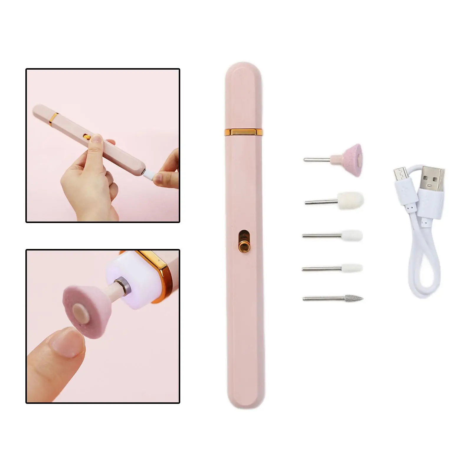 Cordless Nail Drill Set Manicure Pen with Light Nail Polishing Machine for Smooth Cleaning Care Home Salon Personal Home Use