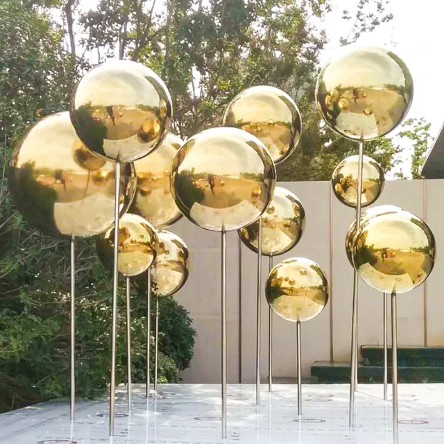 Sphère Miroir Acier Inoxydable 300mm - Décoration Jardin, Étang - Boule Réfléchissante - Argent - 8