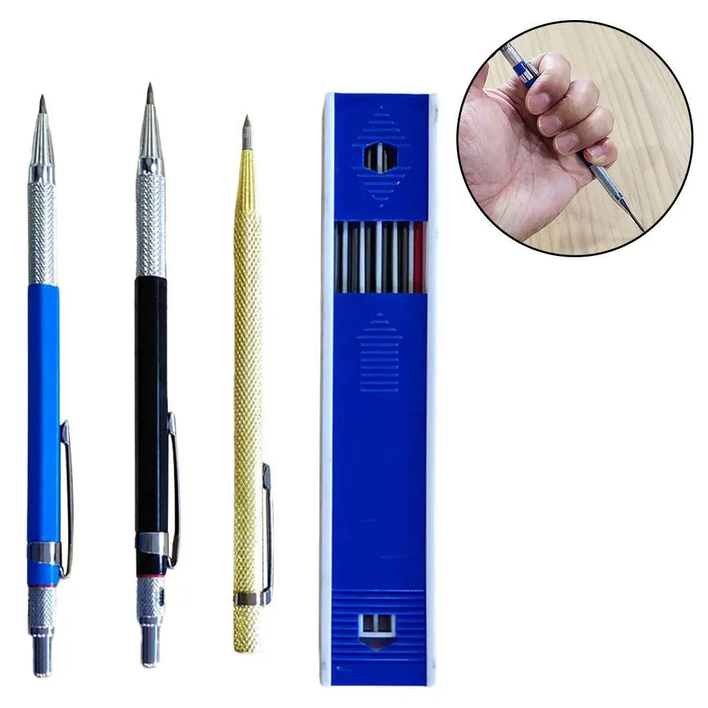 Carpenter Pencil Set Built-In Sharpener Woodworker Tool for Architect Glass