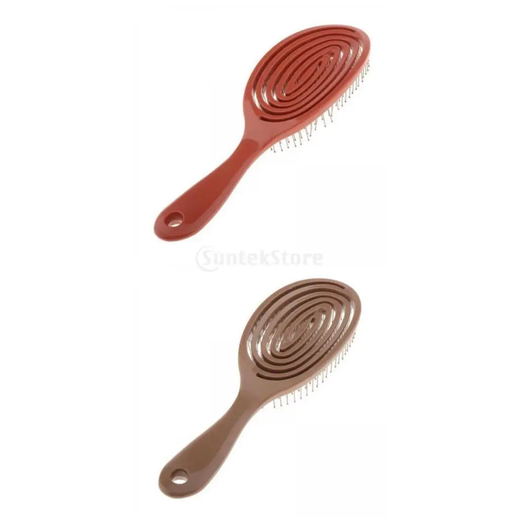 2 Pieces Detangling Comb Hair Brush Styling Comb Leather Massage