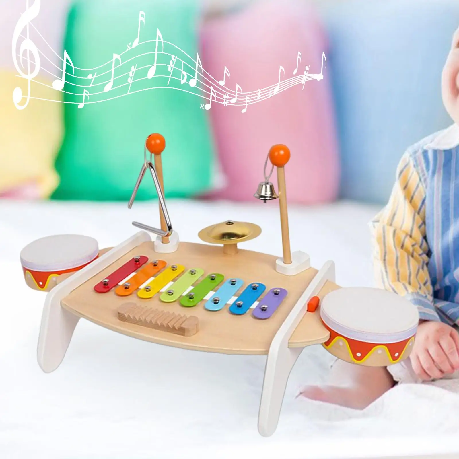 Portable Xylophone Musical Toy Wooden Percussion Toy Musical Instruments Musical Pounding Toy for Boys Beginner Girls Kids Gift