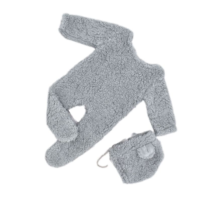 Baby Foto Schießen Requisiten Berber Fleece Bär Ohr Hut & Overall Set Neugeborenen Foto Requisiten Infant Fotografie Outfit 2PCS – Detail 9