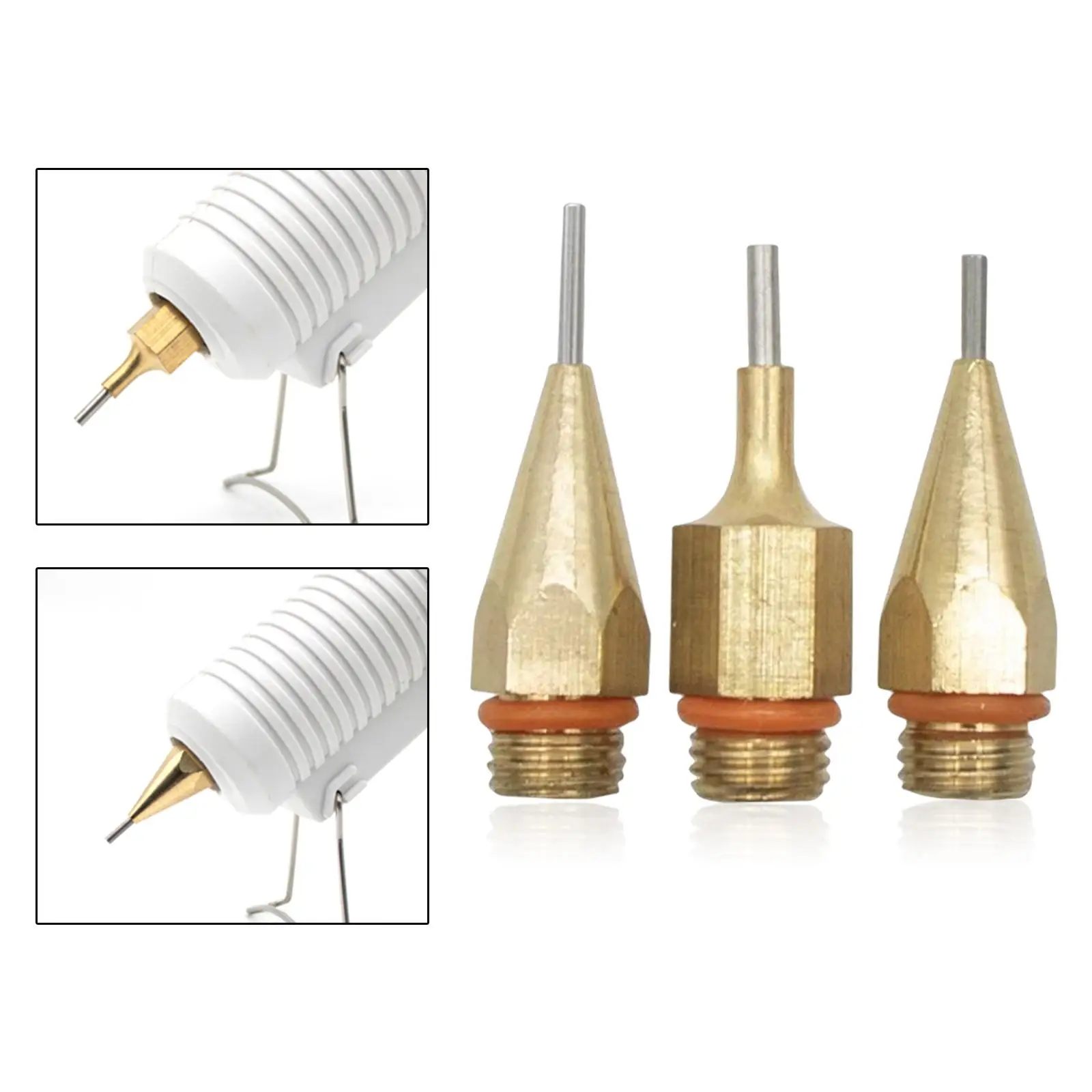 3Pcs Copper Glue Tool Nozzle Glue Tool Accessories 1.0x40mm 1.3x40mm 1.5x45mm Small Hole Anti Leakage Nozzle Copper Nozzles