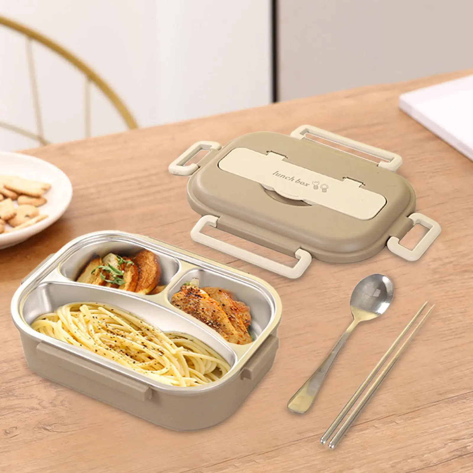 Bento Box 1L Multi Purpose Easy to Clean with Phone Holder with Cutlery Lunch Container for Picnic Outdoor Home Travel