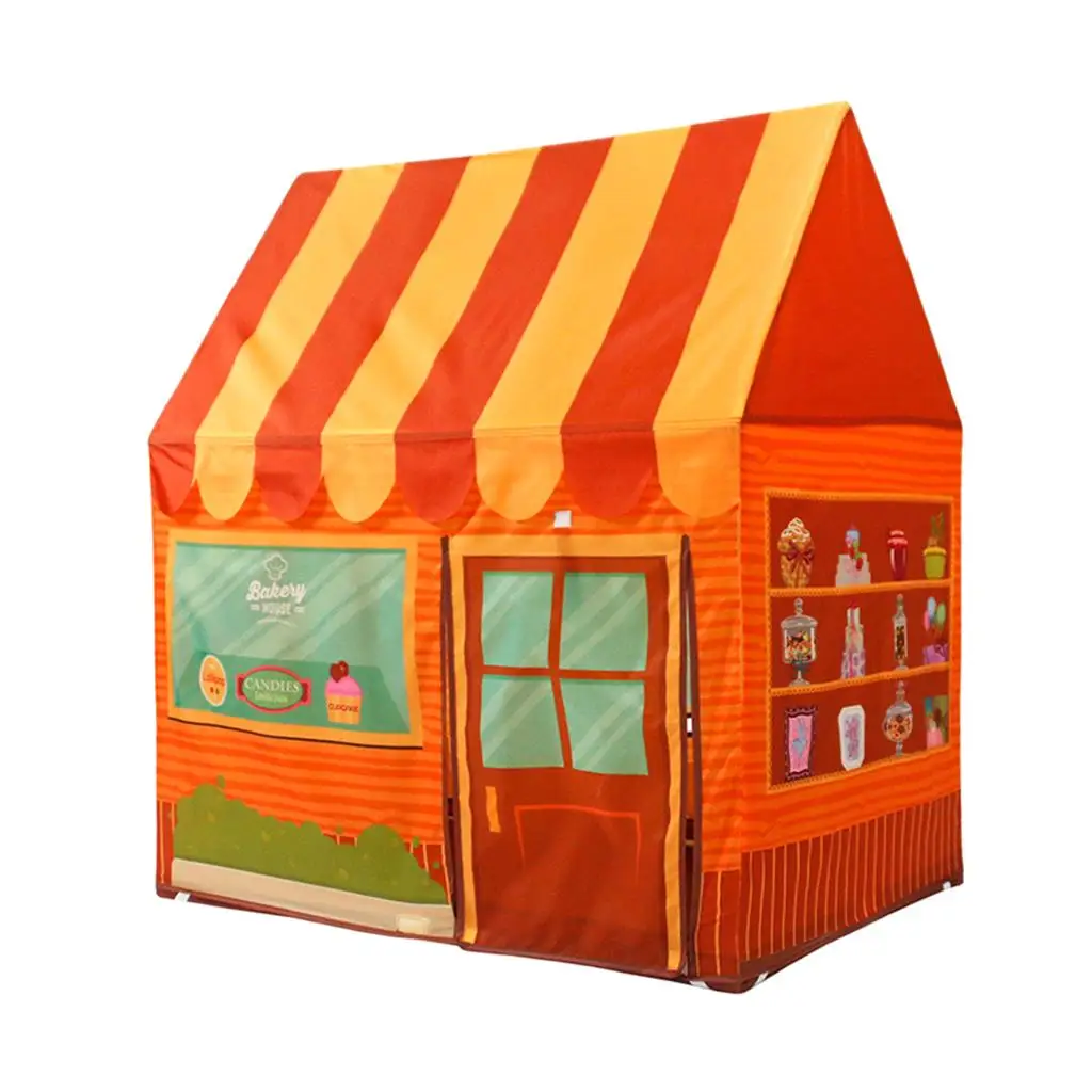 Folding  Up Playhouse Dessert House Game Tent Kids/Baby Ball Pit Indoor & Outdoor Toy - Orange