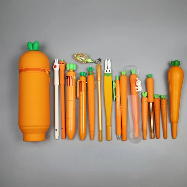 Silicone Carrot Pencil Case – Adorable Cute Plushies