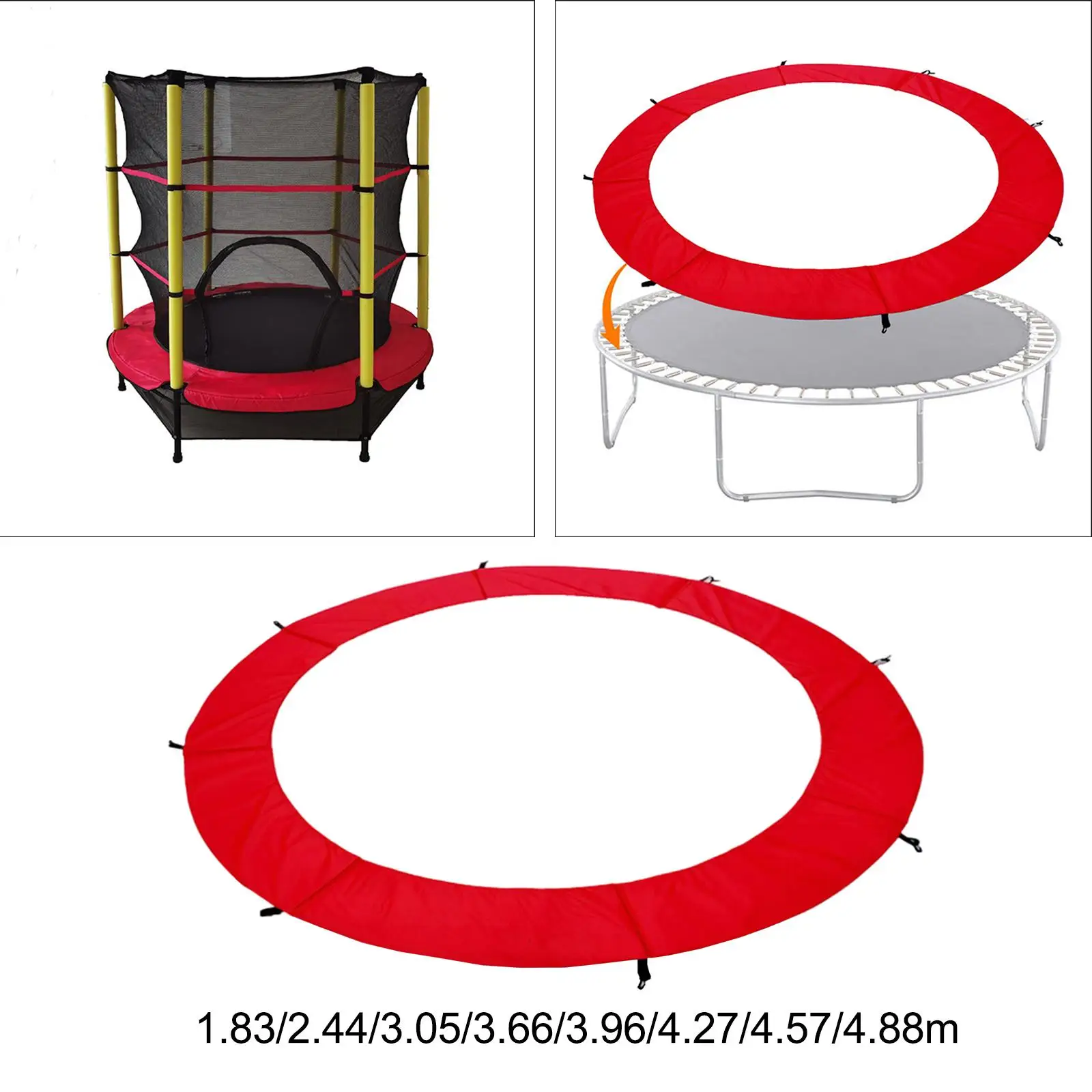 Trampoline Pad Cover Surround Guard Tear Resistant Water Resistant Round Frames Durable Safety Padding 1.2cm Thickness Guard
