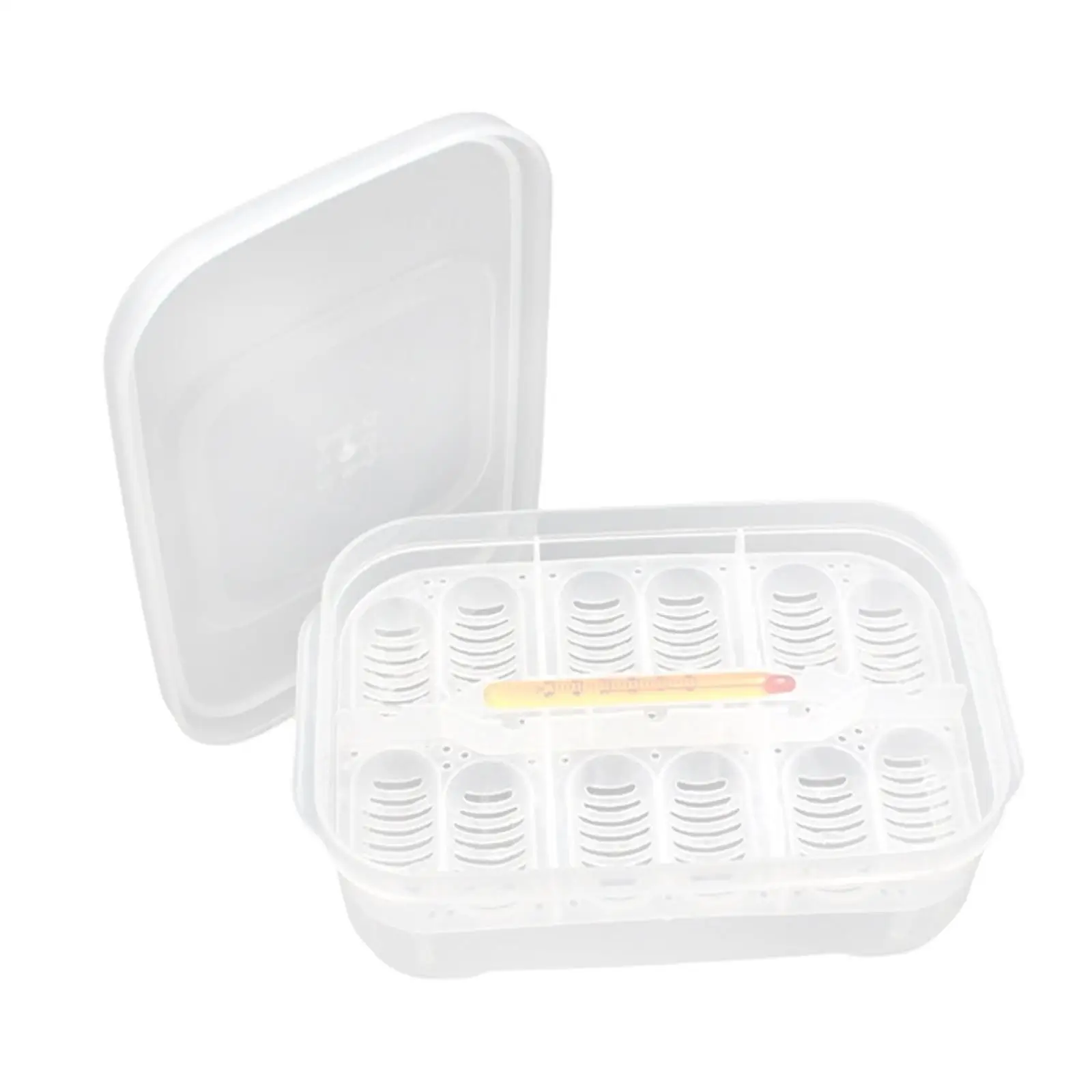 Plastic Reptile Egg Tray Incubator 12 Grids Thermometer with Eggs Tray Tool Container for Hatching Breeding Supplies Gecko Snake