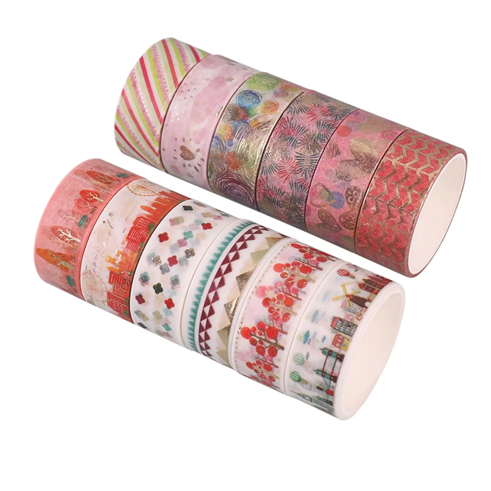 12 Rolls Washi Tape Set Gold Foil Washi Tape Crafts Masking Tapes for Gift Wrapping Journaling Party Album Scrapbooking Supplies