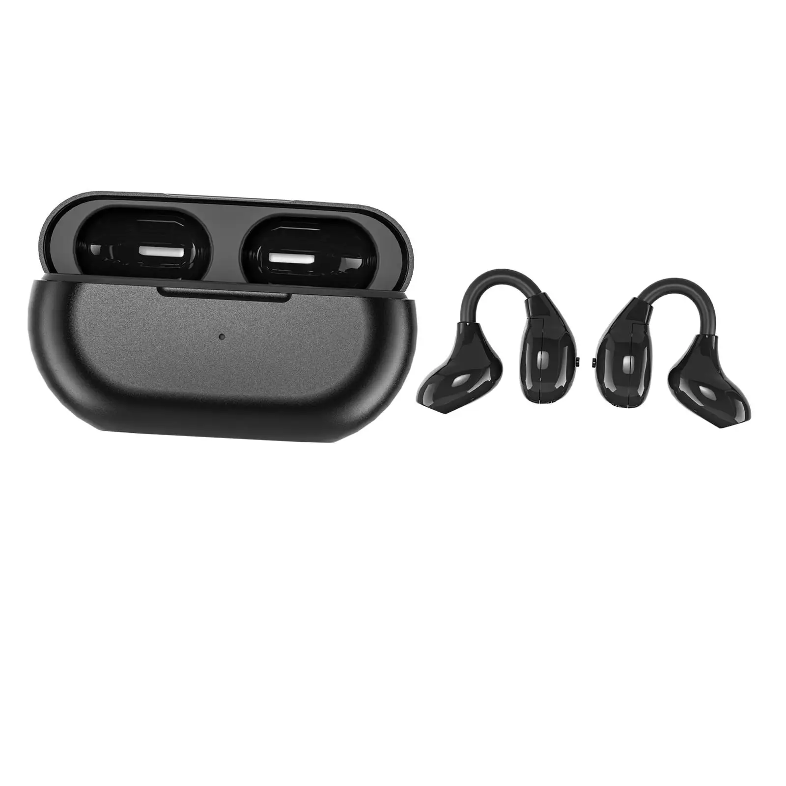 Clip On Wireless Headset V5.3 Low Latency Hands Free Calling Headphones Earpiece for Running Business Office Sports Fitness