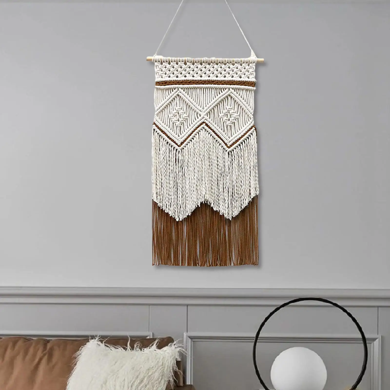 Handmade Woven Tapestry Tassels Wall Decor Woven Tapestry Macrame Wall Hanging for Wedding Apartment Dorm Living Room Bedroom