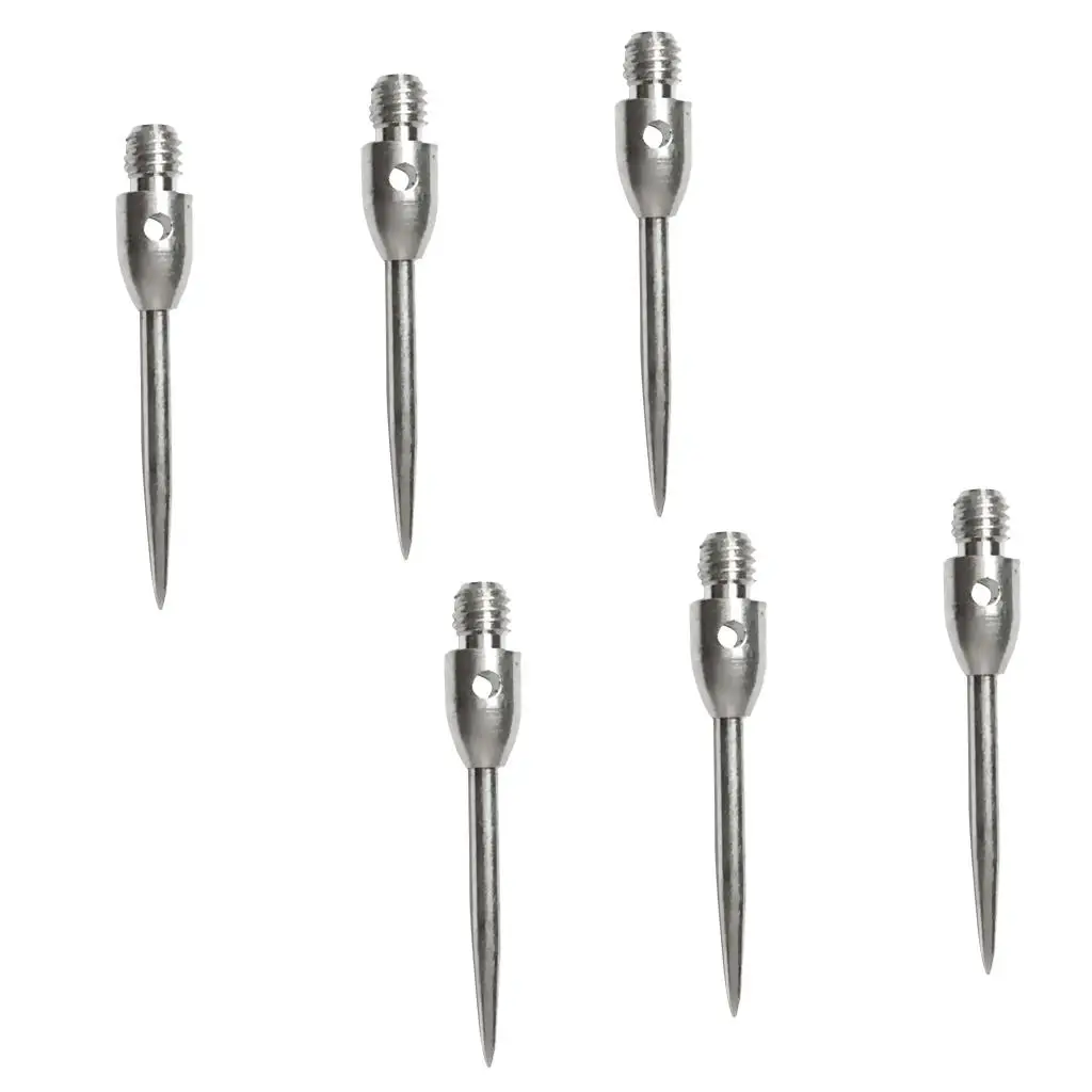 MagiDeal 6 Pieces 2BA Thread Darts Steel Tips Conversion Dart Tip Points Silver