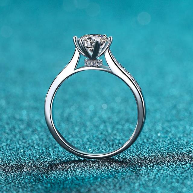1CT 100% Real Moissanite Ring for Women White Gold Plated