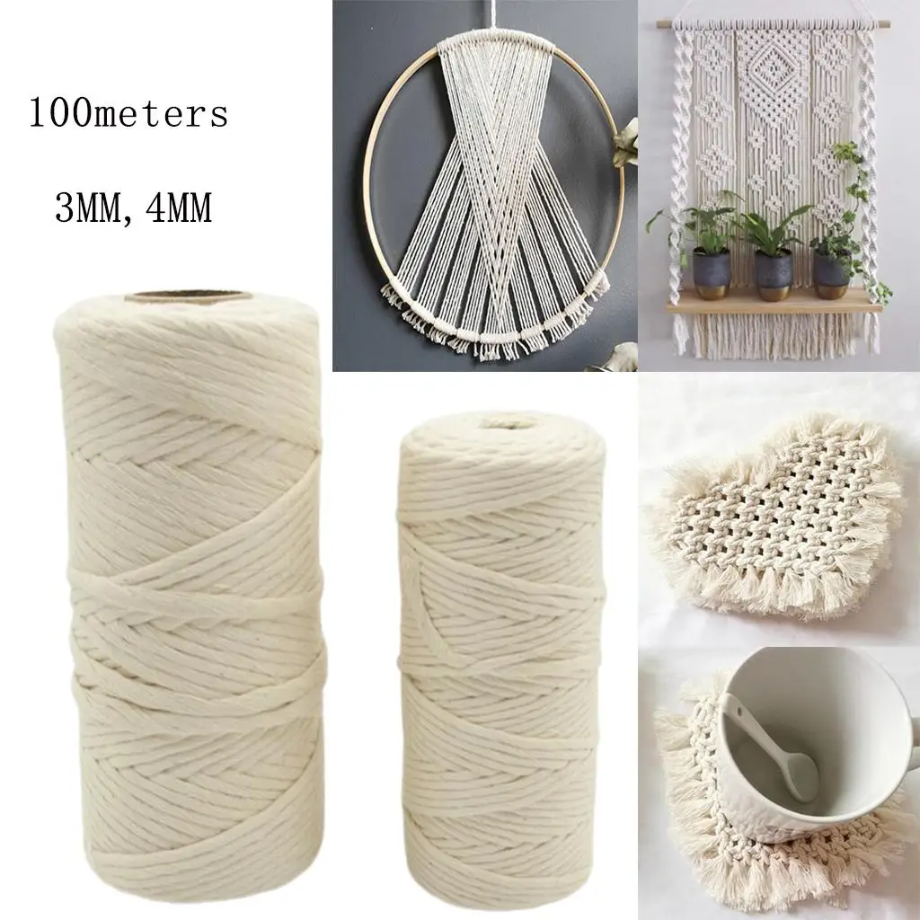  Natural Beige Cotton Twisted Cord Rope Artisan Macrame String DIY Crafts