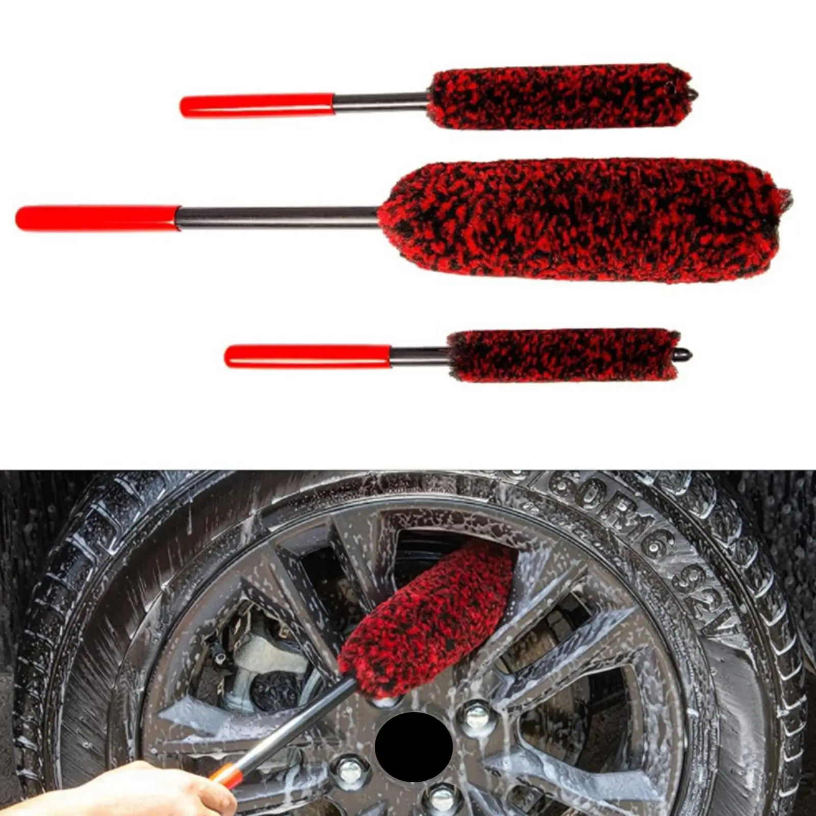 3 Pieces wheel Rim Brush Wash Tool Reusable for Motorcycles RV SUV