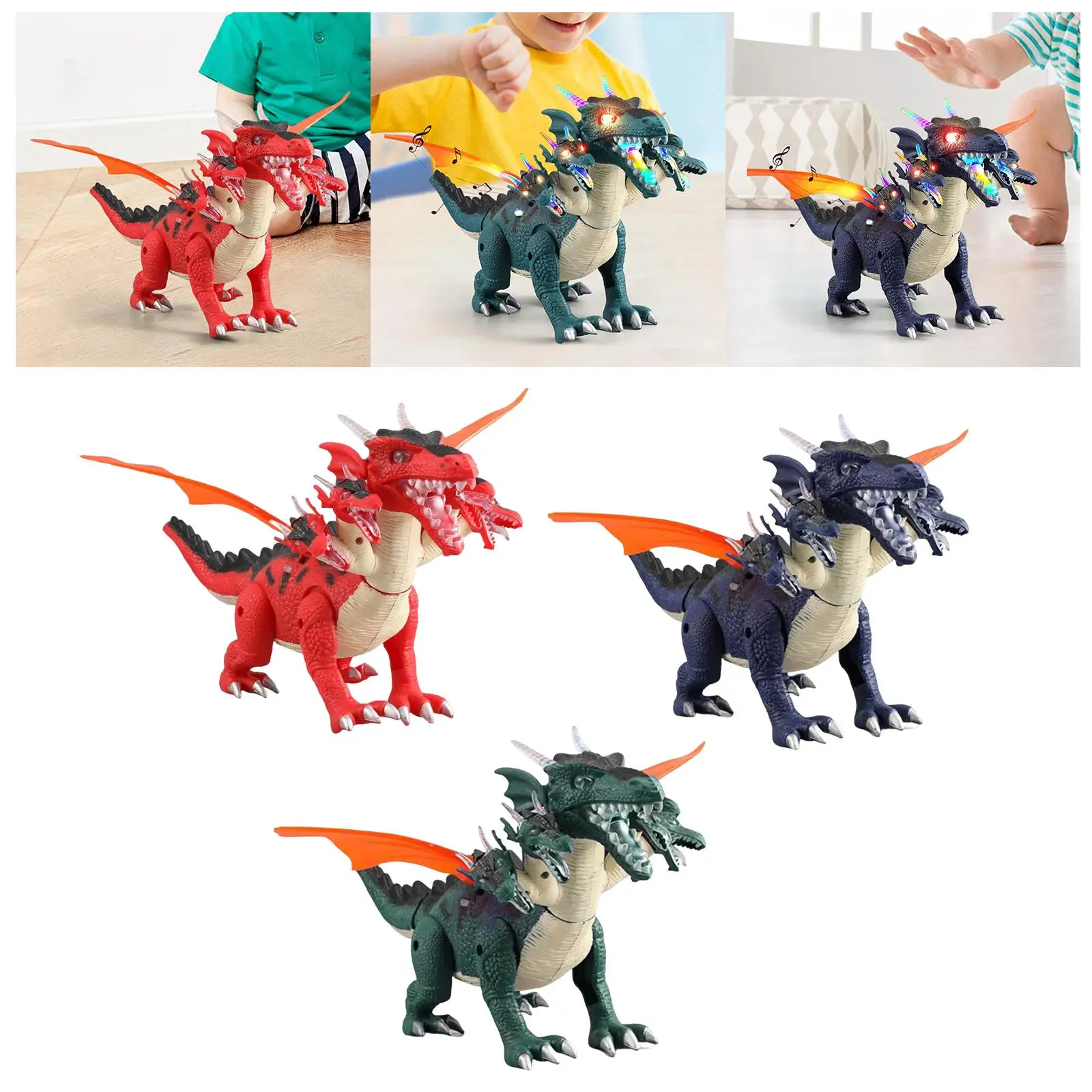 Electronic Walking Dinosaur Toys Roaring Sound Lighting Mist Spray