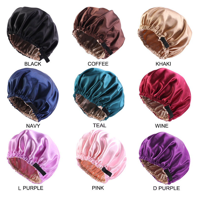 Best of Satin Nightcap Shower Cap Bath Cap Women Invisible Flat Adjustment Buckle Simulated Silk Double Round Cap Beauty Salon Hat Reviews & Tips