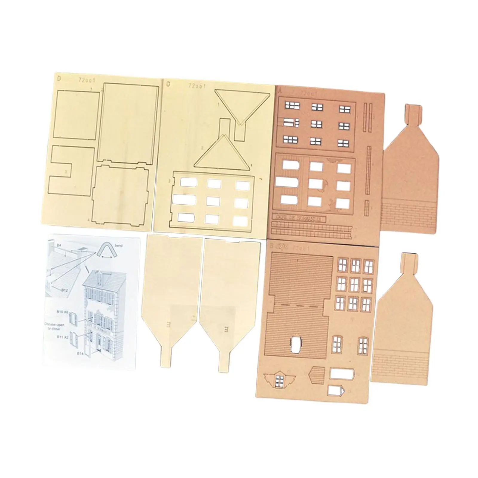 1/72 Building Model Kits Wooden Miniature Model House kits for HO Scale Model