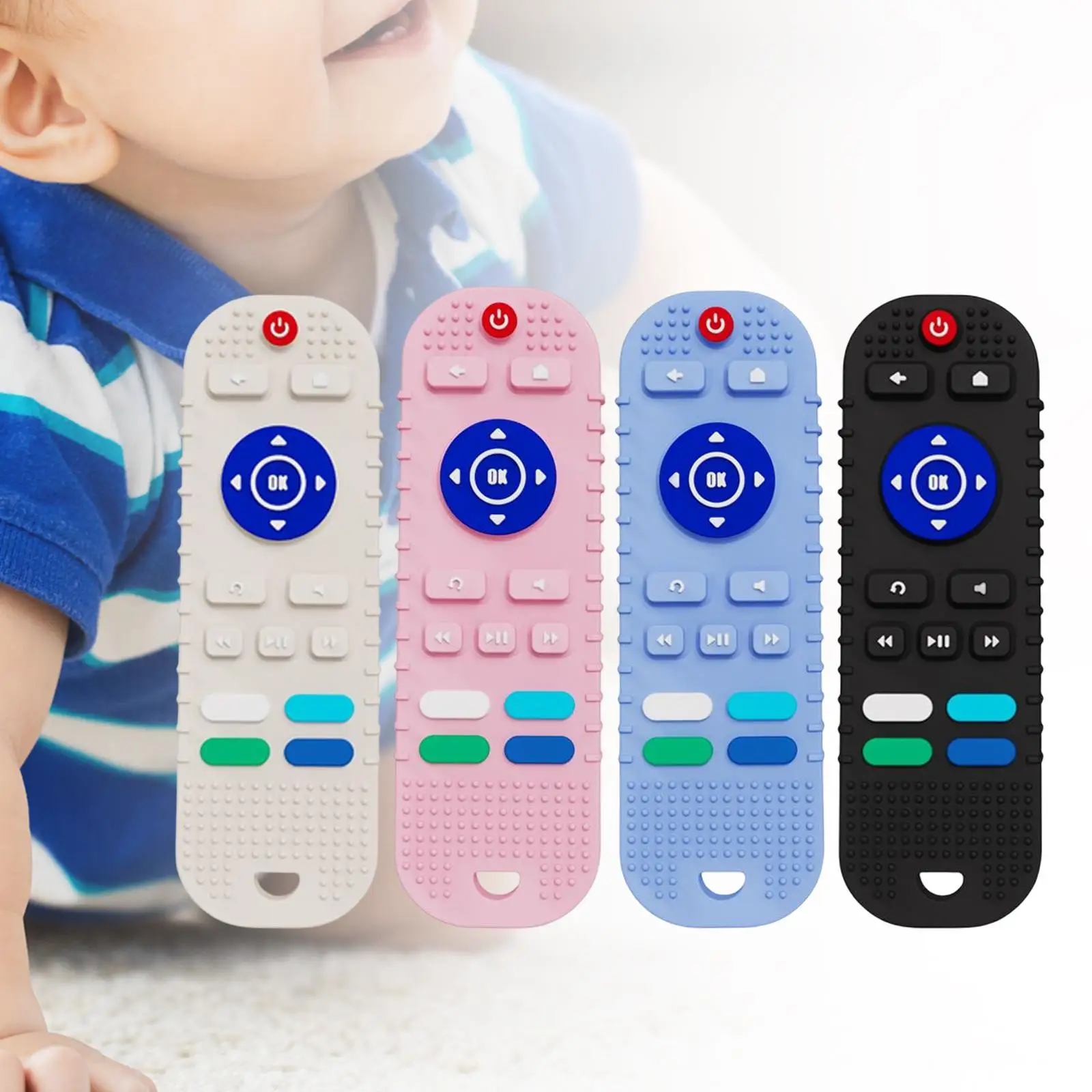 Remote Control Shape Teething Toys Educational Chewing Toy Silicone for Baby Babies 3-12 Months Girls Toddlers Infant
