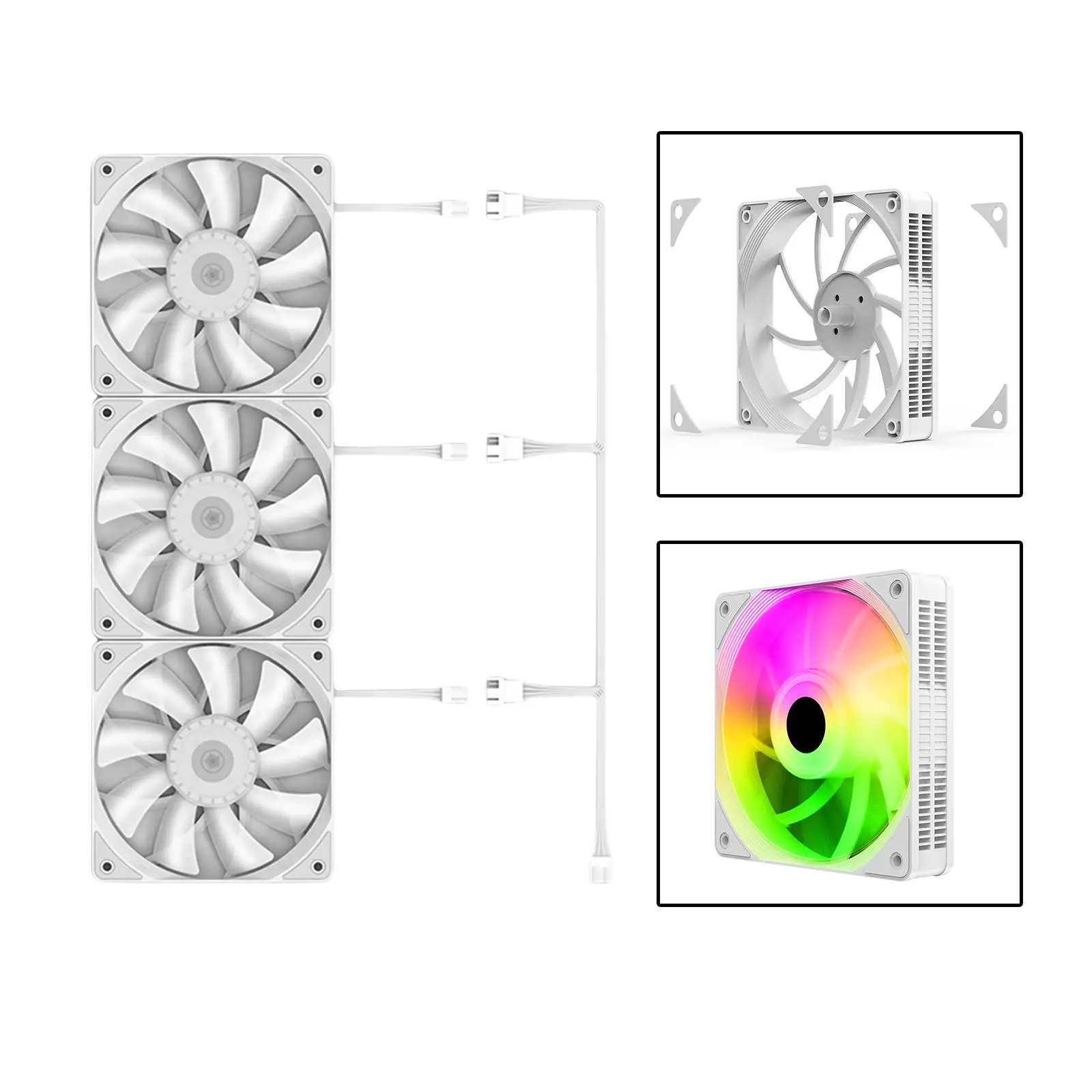 3Pcs 120mm Case Cooling Fan 1200RPM RGB LED Lighting Colorful Computer Case Fans