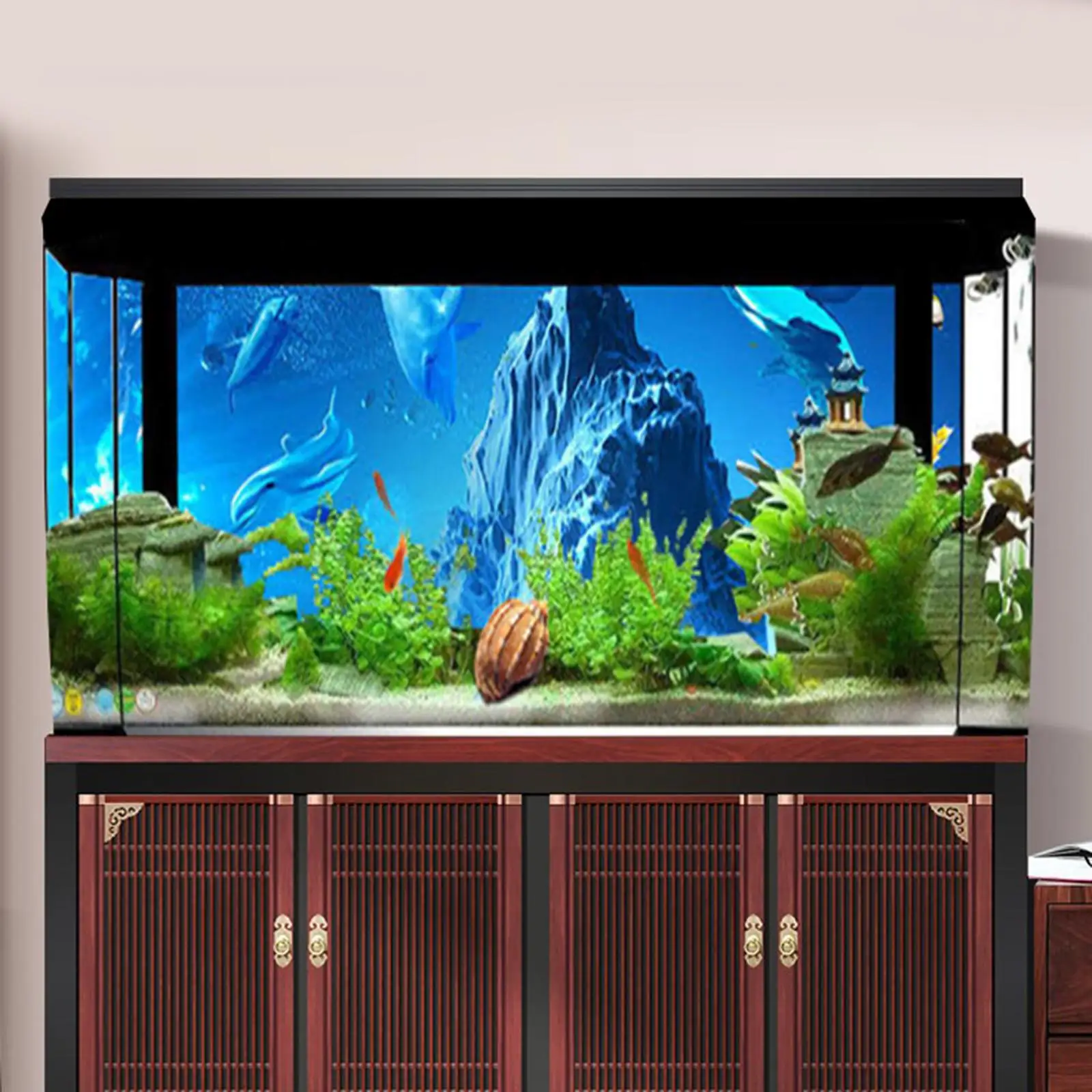 Aquarium Landscape Sticker Poster Fish Tank 3D Background Sticker Ocean Sea Plants Aquarium Decor Accessories