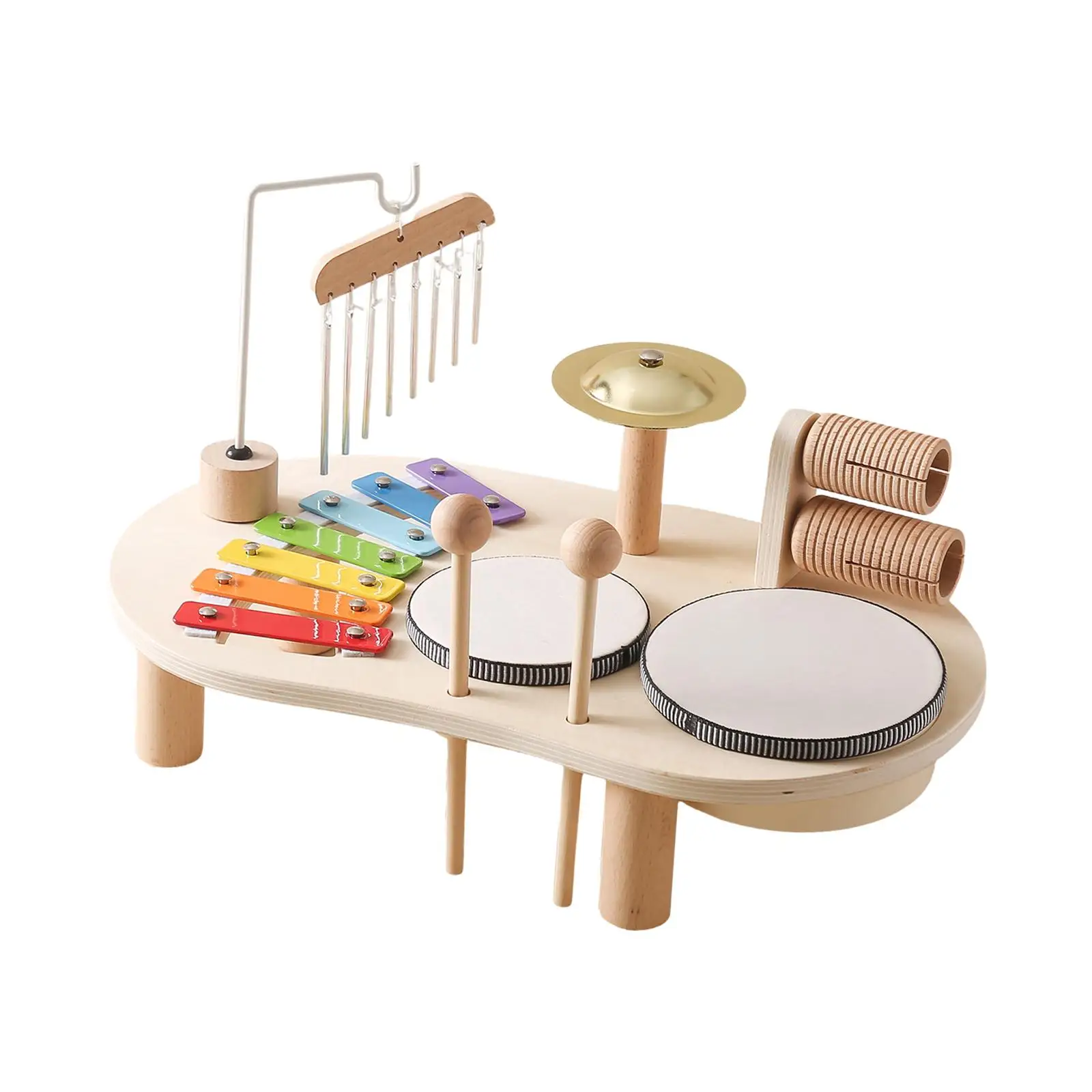 Kids Drum Set Wooden Musical Kits Hand Eye Coordination Musical Instrument Toys Sensory Educational Toys for Children
