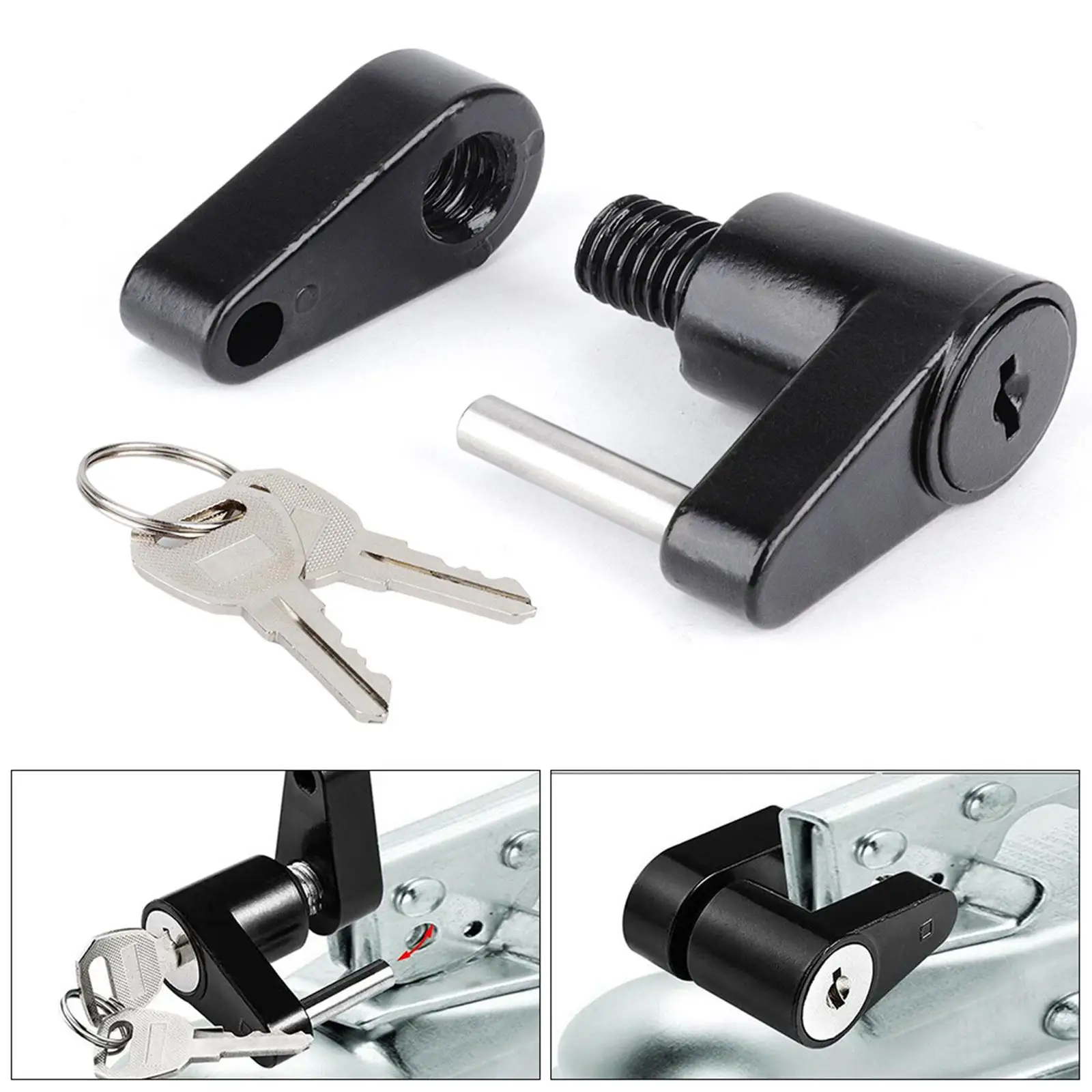 Trailer Coupler Lock with 2 Keys for Construction Vehicles Tow Boat RV