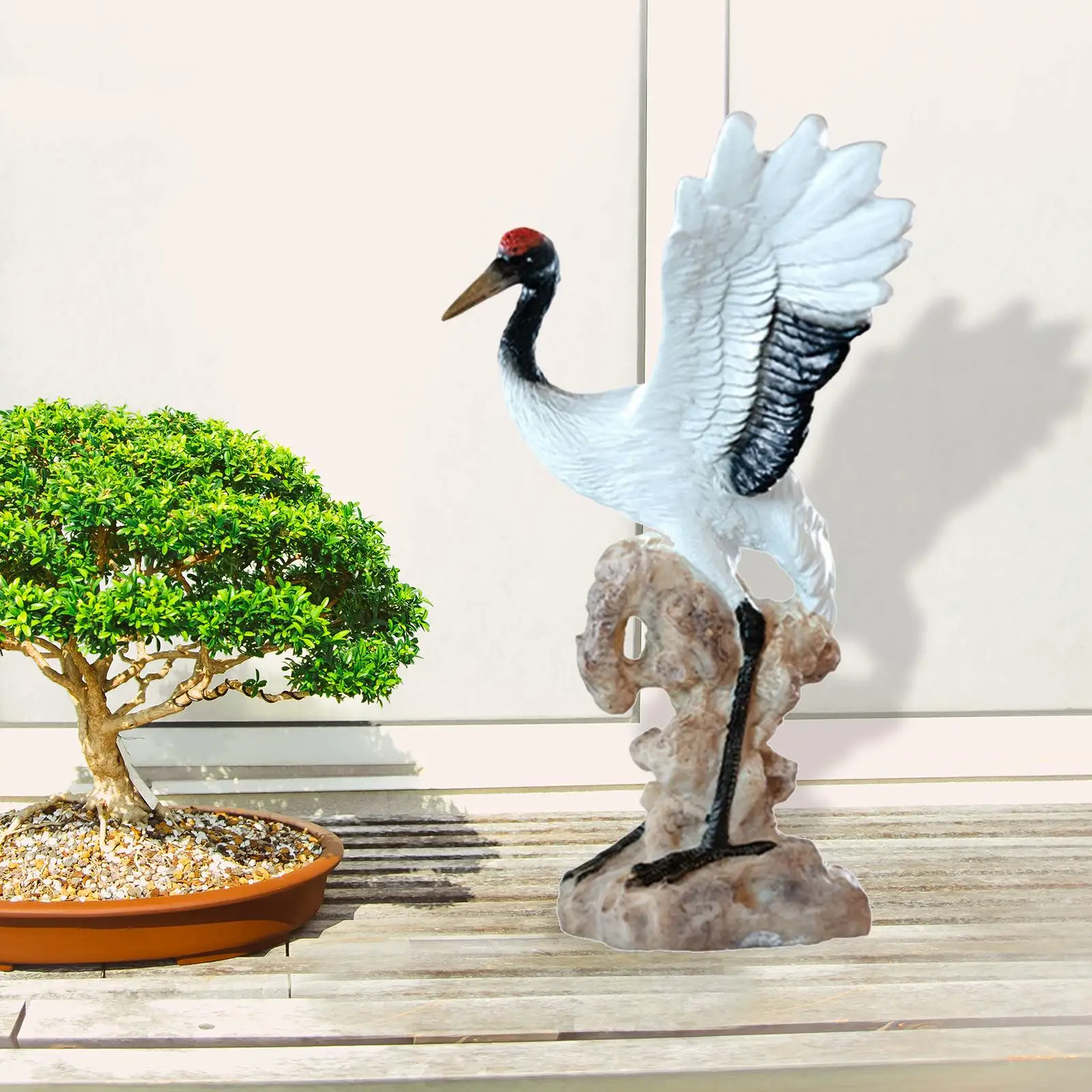 Multipurpose Statue Decoration Crane Collectibles Chic Gift Figurines Sculpture for Lawn Yard Housewarming Bedroom Balcony