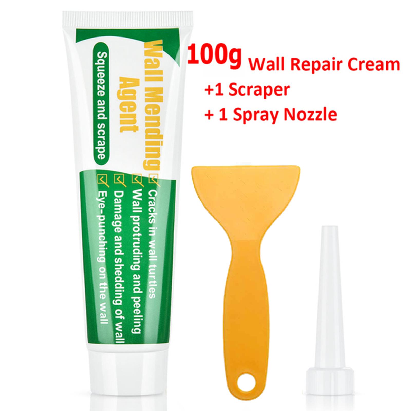 Wall Mending Agent Kit with Pointed Nozzle, Scraper Board, Wall Repair Cream Drywall Repair Putty for Peeling Holes and Crack