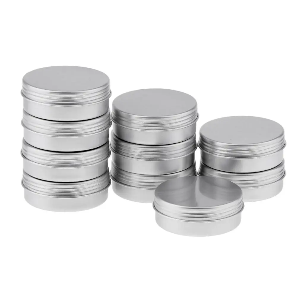 25ML/0.87Oz Screw Aluminum Round Tin Containers for Lip Balm,Crafts,Cosmetic,Candles,Travel Storage Kit , Pack of 10