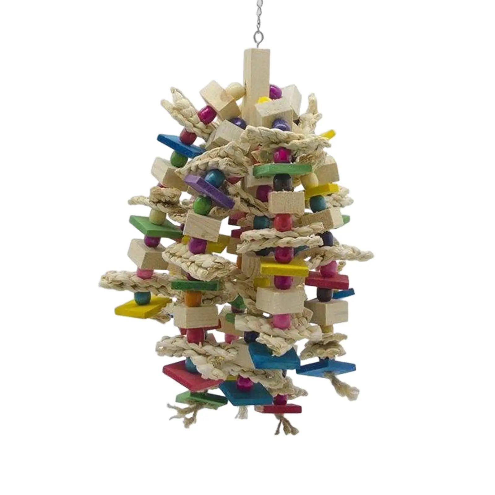 Bird Chewing Toy Multicolored Wooden Blocks Large Parrot Toy for Finches