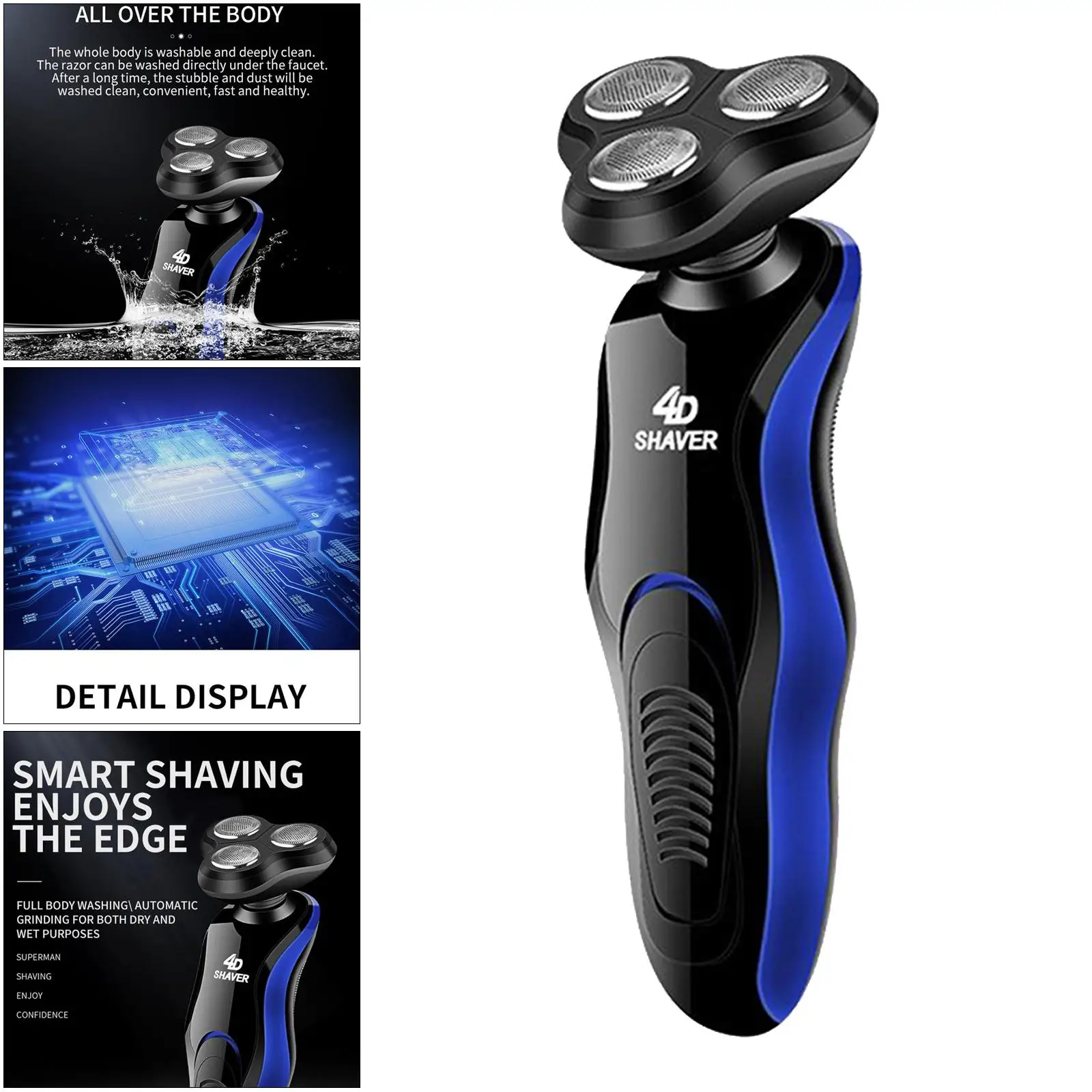 USB Men`s Electric Shaver for Men Wet&Dry Beard Nose Hair Face Razor Trimmer