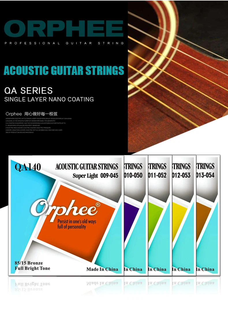 Description Picture 3 of itemOrphee QA Acoustic Guitar Strings High Carbon Steel Hexagonal Core Nano Coating Brass Wound Acoustic Guitar Parts & Accessories