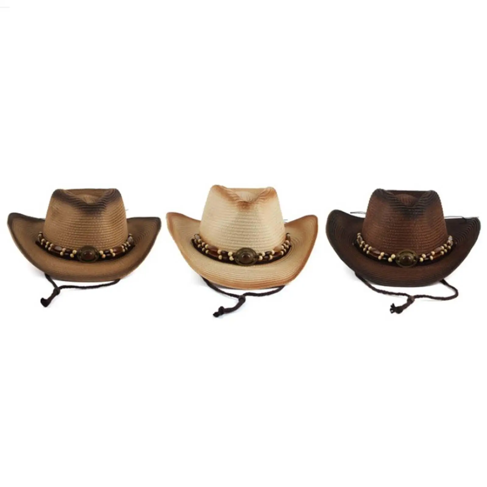 Western Cowboy Hat, Sun Hat Paper Straw Wide Shapeable for Men`s Women`s