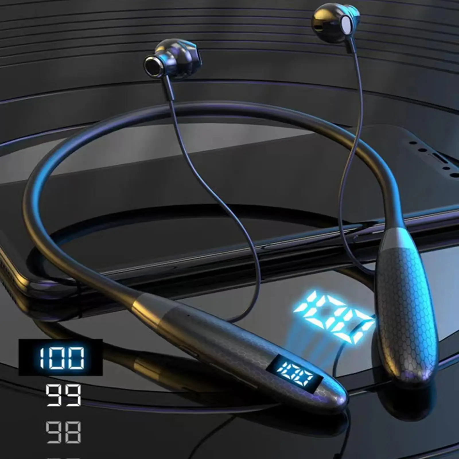 Neck BT5.2 Earphone Waterproof Sweatproof Magnetic Design Flexible Headphone Bluetooth Neckband Headphones for Noise Cancelling