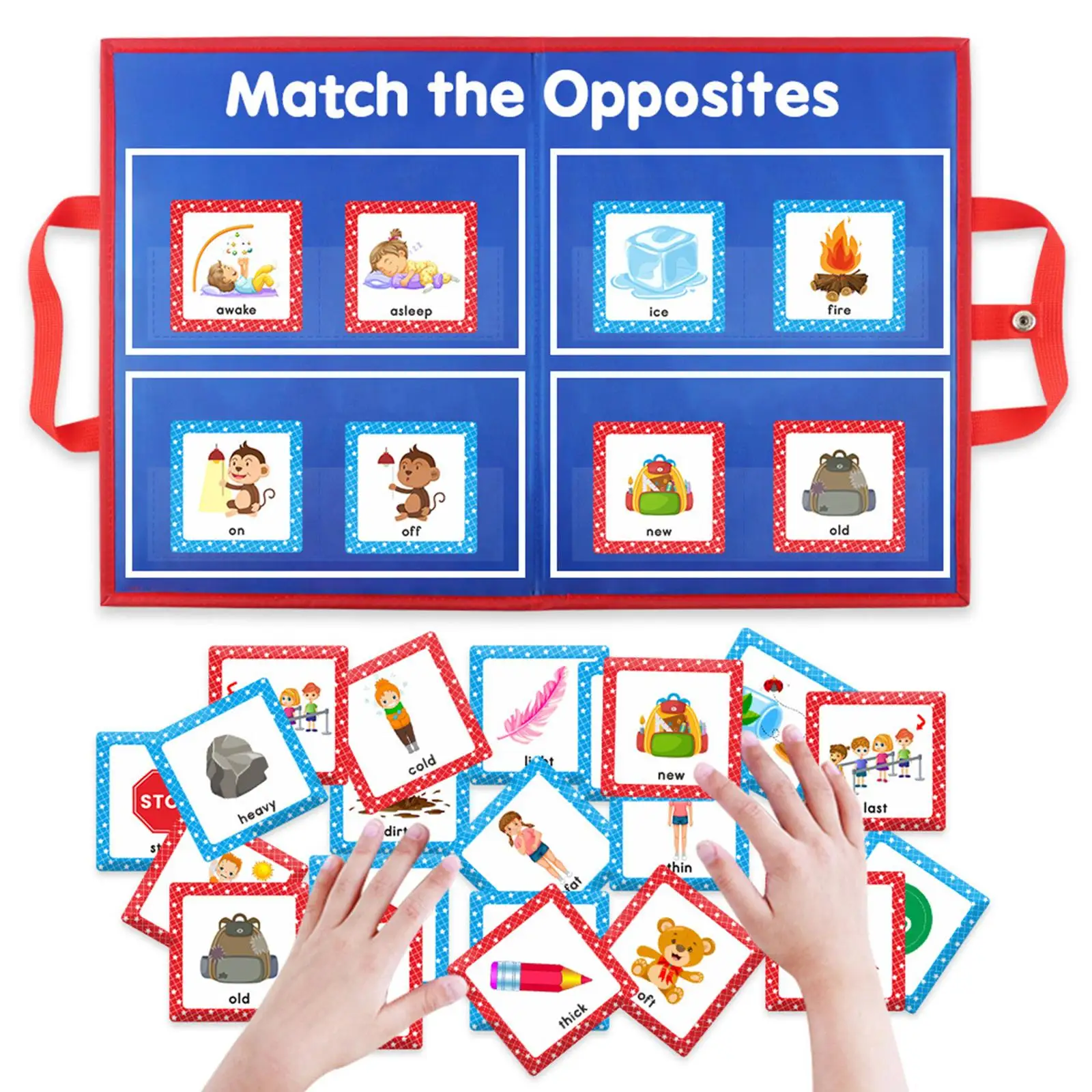 Montessori Flashcards Cognitive Matching Puzzle Game Educational Toys Opposites Flash Cards for Home Activities Classroom Kids