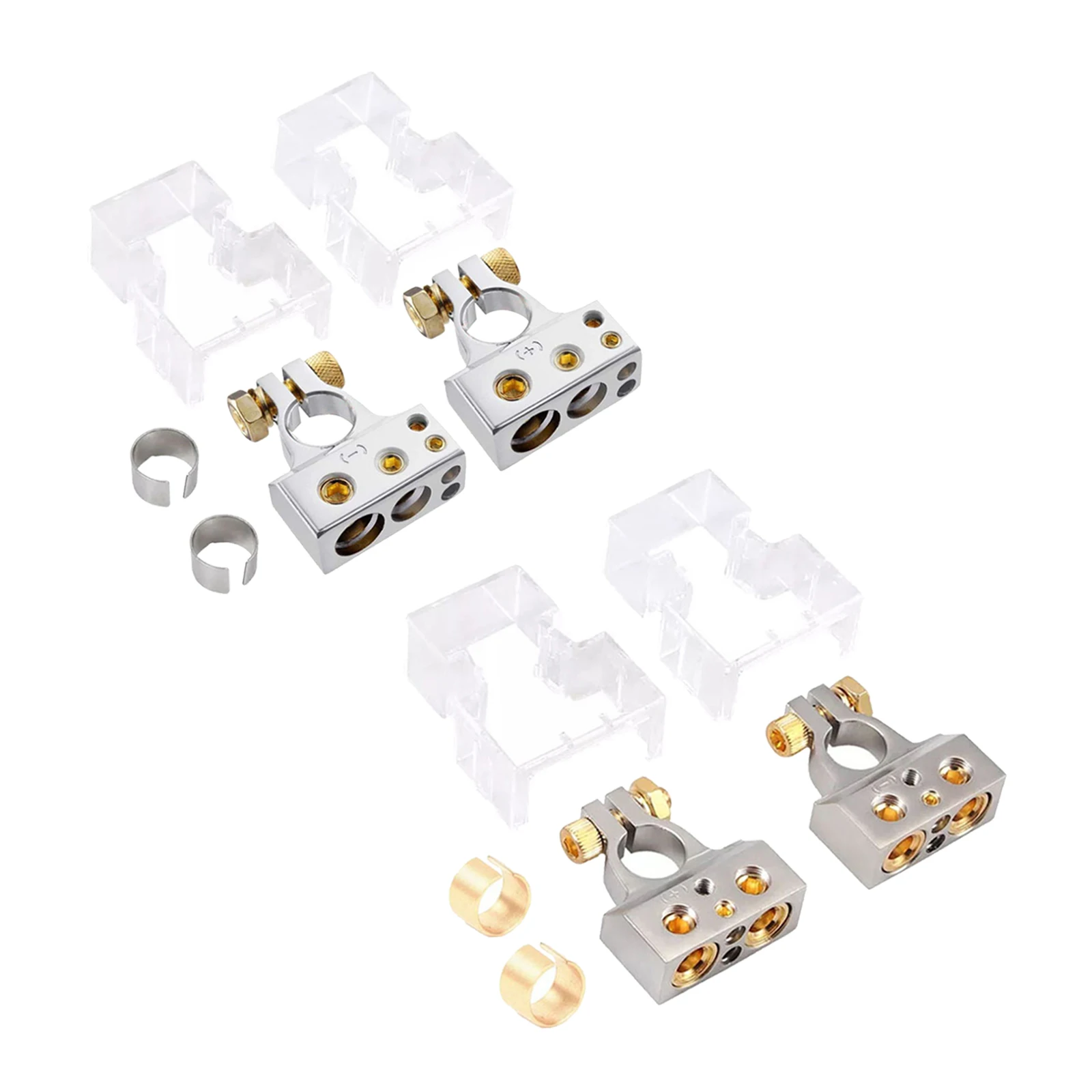 Positive & Negative Battery Terminal Clamp Terminals Connectors Kit with Cover Pair Kit