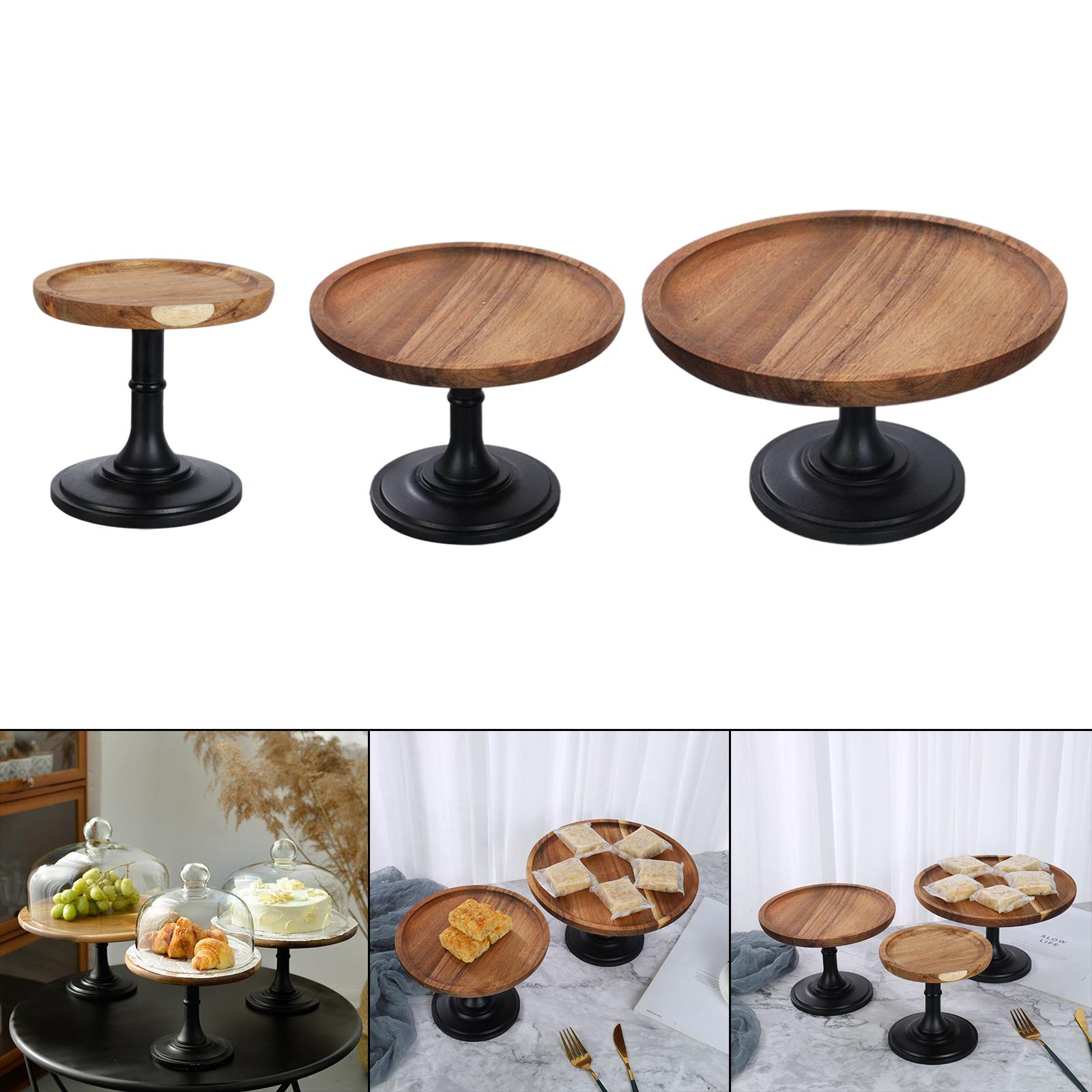 Cake Plate Stand High-Footed Serving Platter Round Wooden Appetizer Serving Tray for Sushi Fruit Snack Party Filming Props