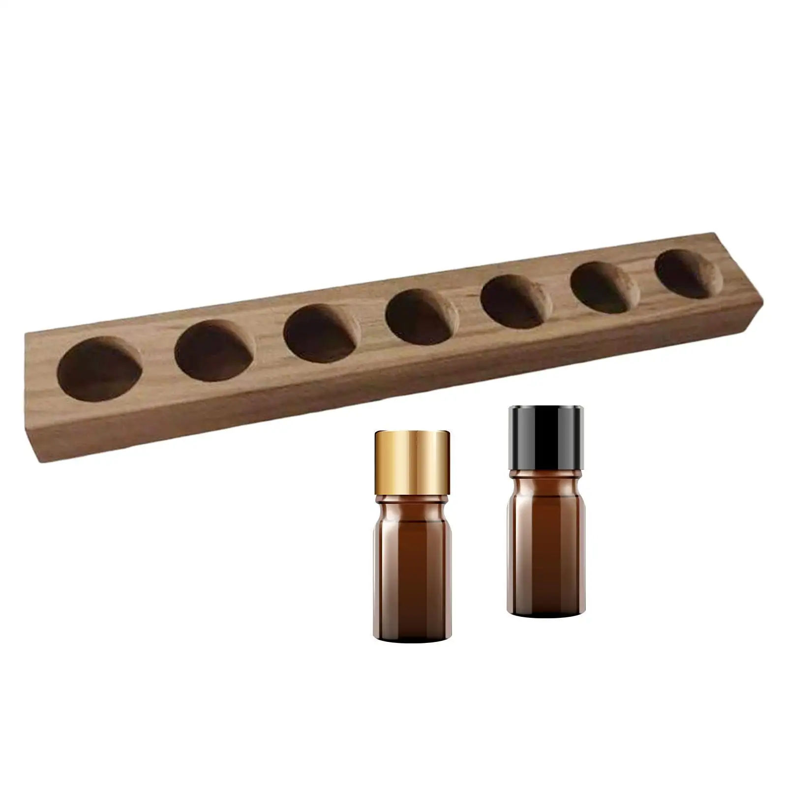 Rectangle Wood Essential Oil Display Stand with 7 Sots for 10ml Bottles Storage Rack Holder